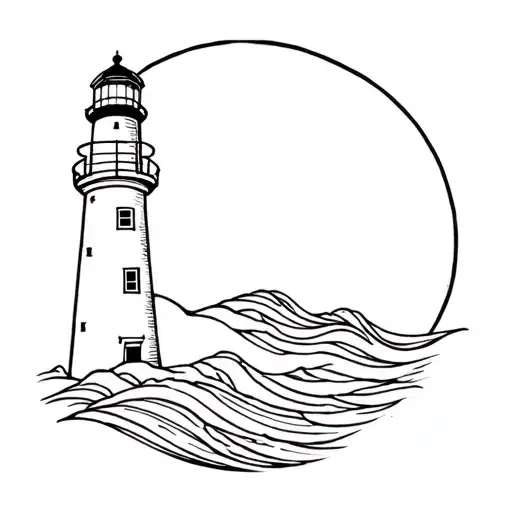 Lighthouse With A Spotlight And Waves Crashing