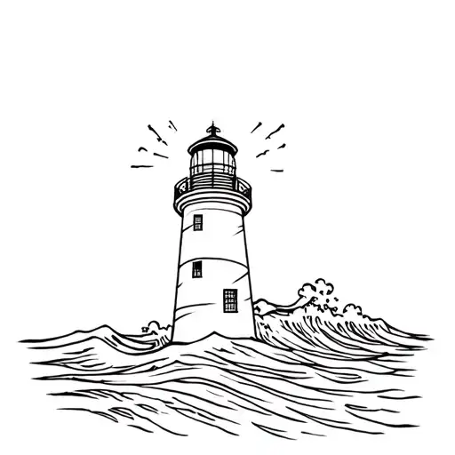 Lighthouse With A Spotlight And Crashing Waves