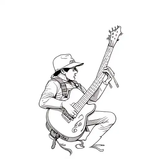 America Tactical Outfit Playing A Guitar