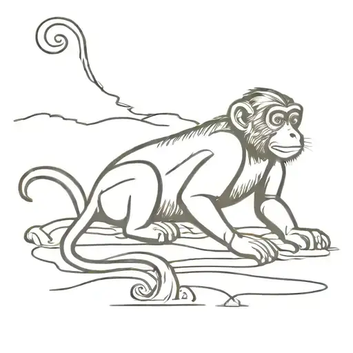 Monkey Relaxing In The Ocean