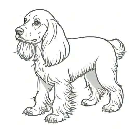 Very Thin Outline Without Details Of A Cocker Spaniel Dog