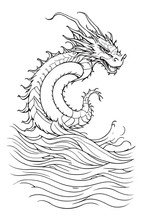 Dragon On The Water Waves