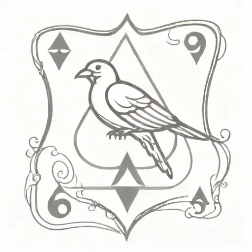 Ace Of Spades Card With A Bird