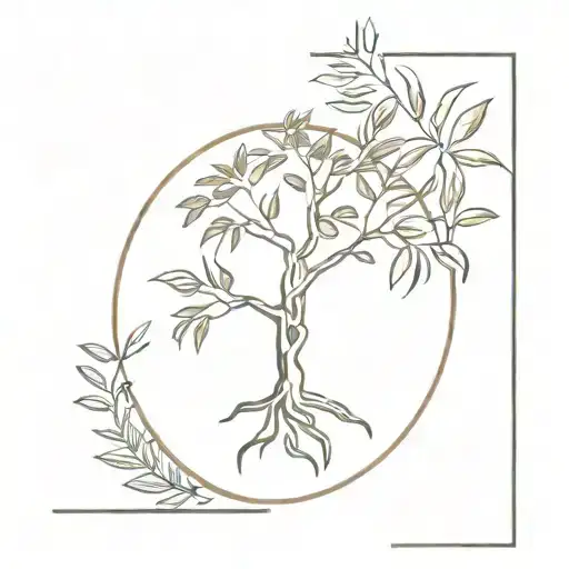 Tree Of Life And Tropical Foliage Tattoo Around The Arm