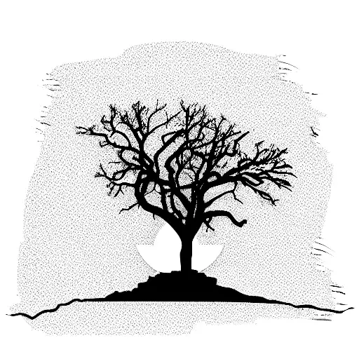 A Simple Oak Tree On A Cracked Sandy Desertic Floor