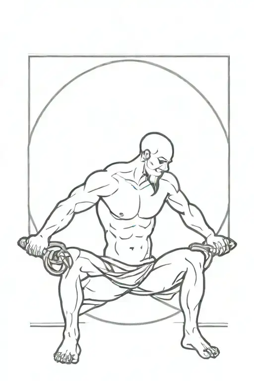 Atlas Showing His Strength With A Wisdom Knot Design Incorporating Elements