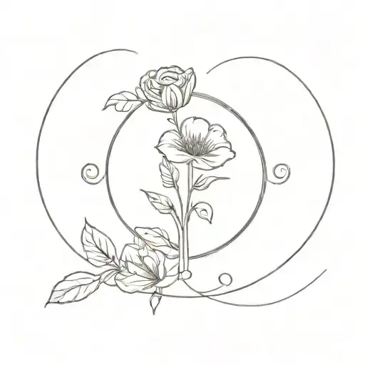 Roman Numberal Stem With Flower With June And February Flowers