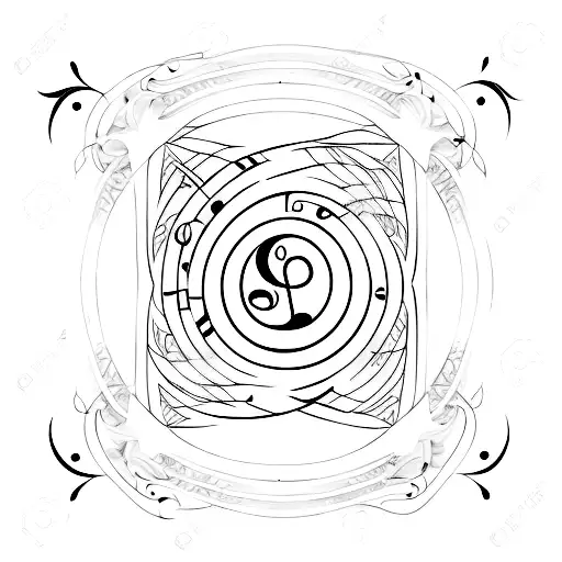 A Minimalist Tattoo Of A Moon With Intricate Patterns Representing Musical Notes