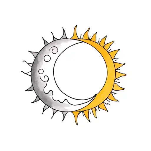 Pair Tattoo Moon And Sun
