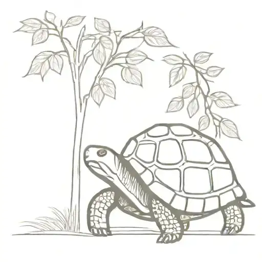 Tortoise With Tree Growing