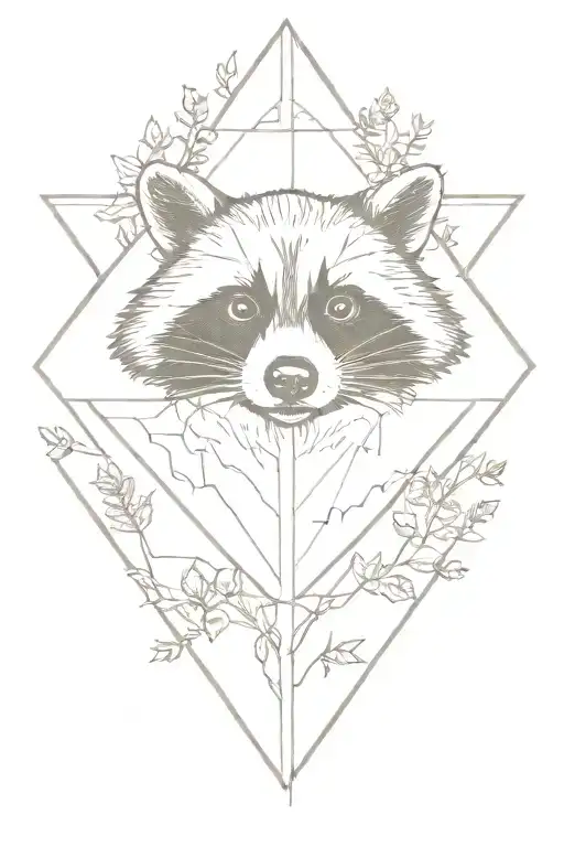 Portrait Of Raccoon With Trees In Background In The Shape Of A Diamond