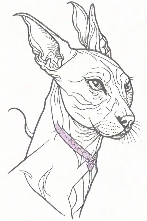 Sphynx Cat And American Hairless Terrier With Purple Violet