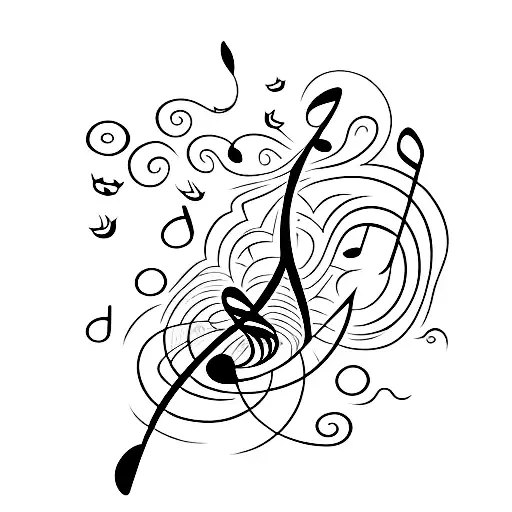 A Minimalist Tattoo Of A Music Note With Forget Me Not Flowers Blooming From It