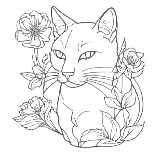 Cat In Flowers