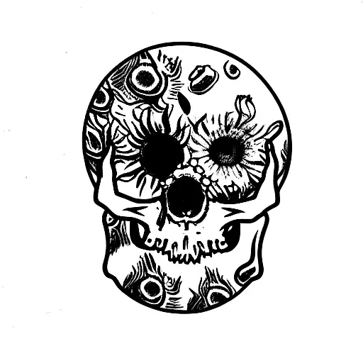 Van Gogh Skull With Flowers