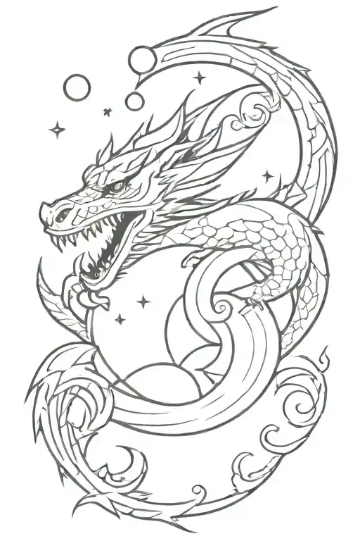 Dragon With Moon And Sun And Earth Wind And Fire