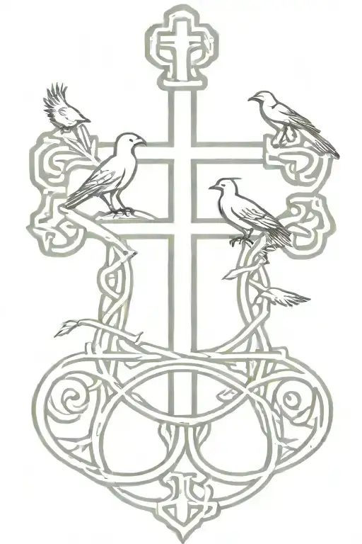 Rooker Family Crest With Castle Rookery 6 Crows On A Celtic Cross