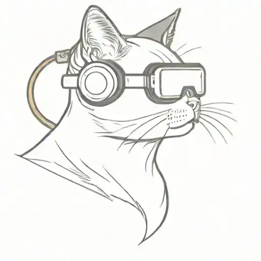 Small Cat In Vr Headset Looks Up