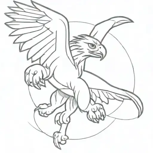 Flying Falcon With Head Of A Lion In His Hand