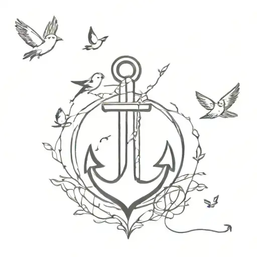 Sailor Anchor With Birds Flying