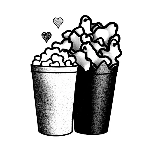 Chips And Popcorn Are Friends And Hug Each Other
