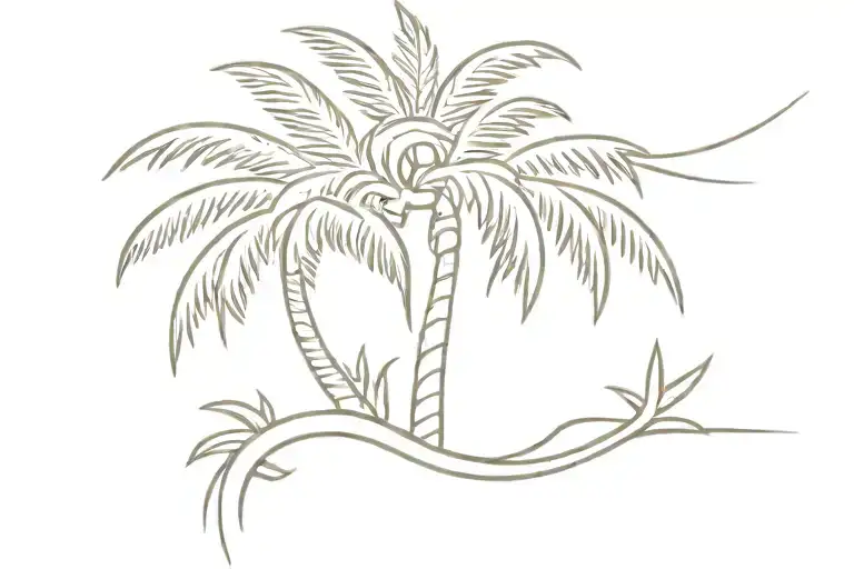 Sign Hanging From Palm Tree