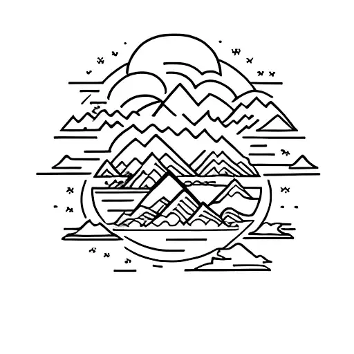 A Minimalist Tattoo Of A Mountain Range Formed By The Lyrics Of A Grateful Dead Song