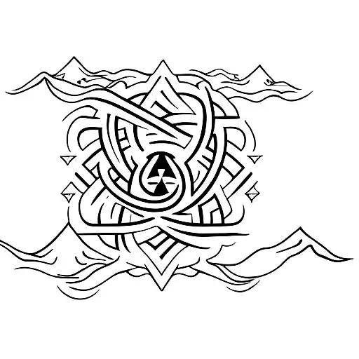 A Minimalist Tattoo Of A Narcotics Anonymous Symbol Surrounded By Ocean Waves