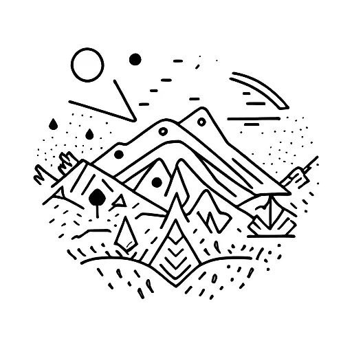 A Minimalist Tattoo Of A Backpacker Exploring A Dense Forest