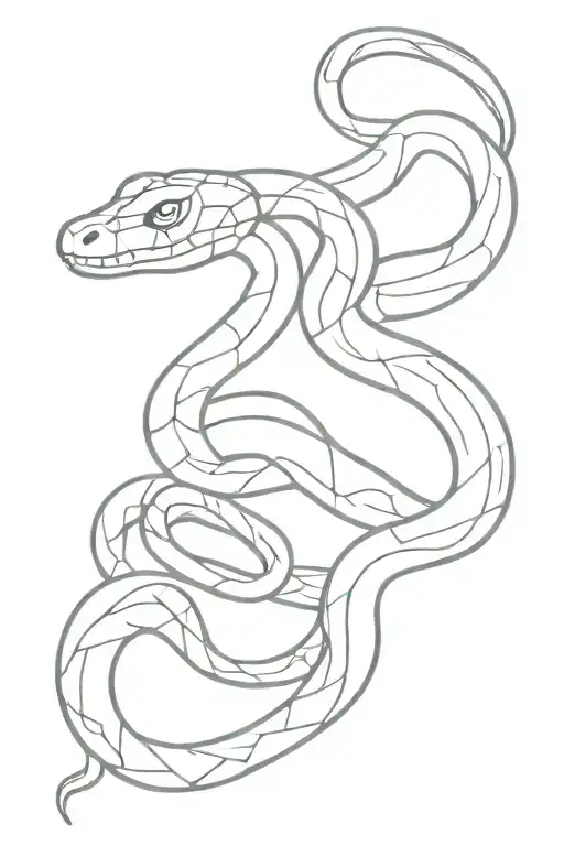 Fine Line Tatto Snake Wrapped