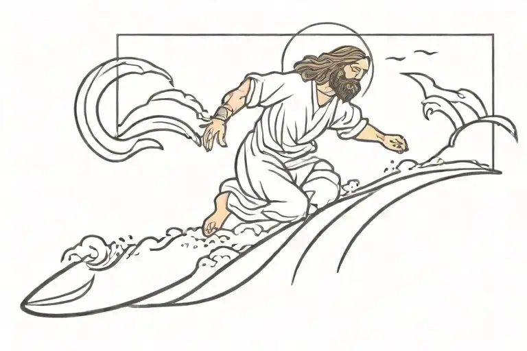 Jesus Christ Surfing Wave