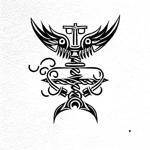 Eagle Globe And Anchor Tattoo With A Purepechua Style