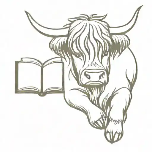 Highland Cow Reading A Book