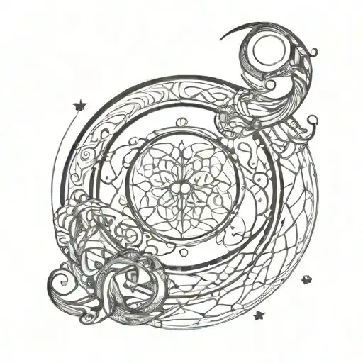 A Moon With A Intricate Infinity Sign Around It