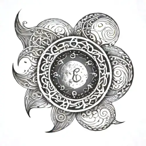 A Moon With A Intricate Infinity Sign Around It