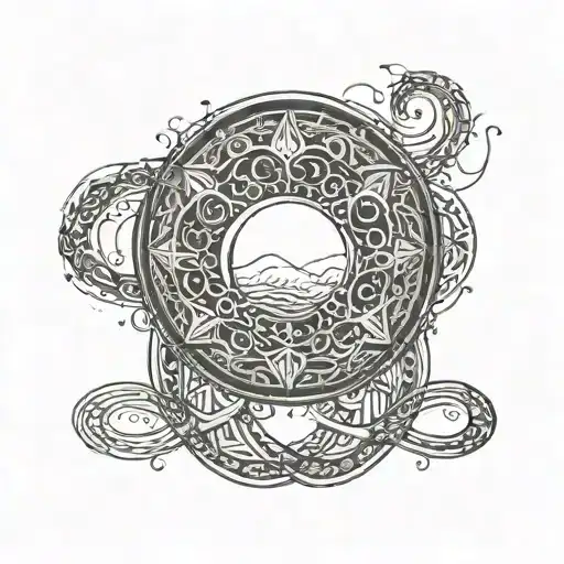 A Moon With A Intricate Infinity Sign Around It