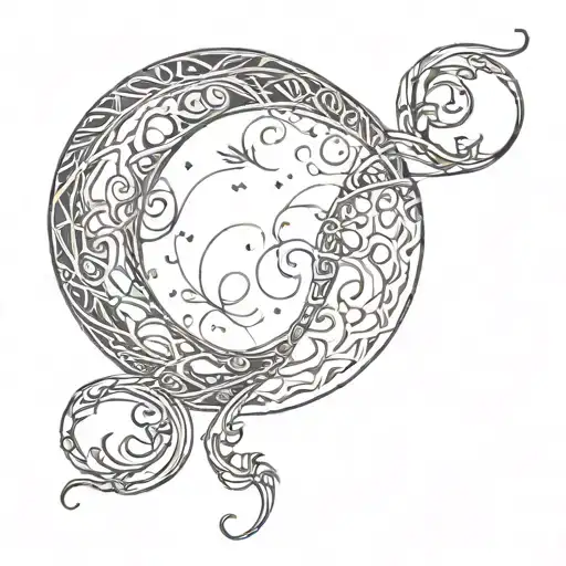 A Moon With A Intricate Infinity Sign Around It
