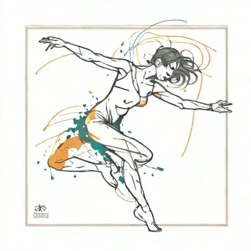Dancing Girl With Paint Splashes In Background Representing The Client's
