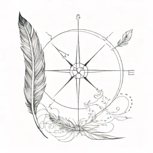 Minimalist Compass Feather