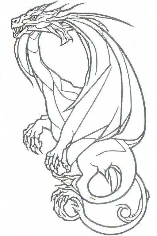 Black Line Medieval Dragon