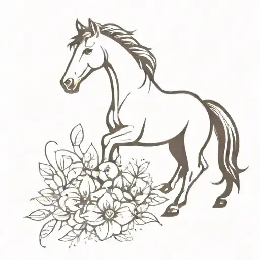 Horse With Flowers Wrapped