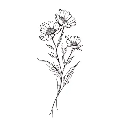 Birth Month Flowers Fine Line