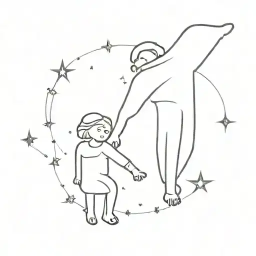 A Constellation Of Aquarius Stars Forming A Grandparent Holding Hands With A Grandchild