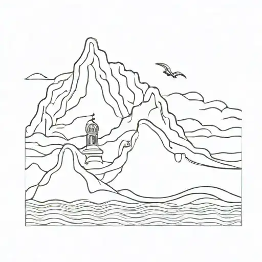 Create A Small Fine Line Tattoo Of The Bilbao Tile With A Wave