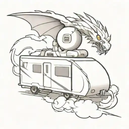 Anime-inspired Rv With A Smoke Trail Forming A Dragon
