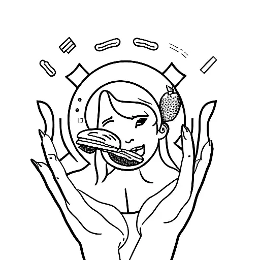 A Delicate Line Drawing Of An Idol's Silhouette Holding A Plate Of Their Favorite Food