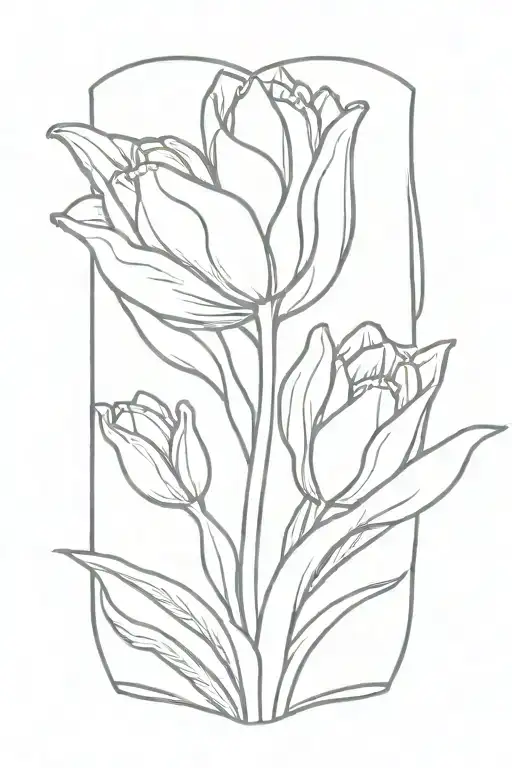 Tulip And Daffodil Flowers In Closed Book