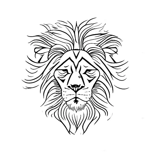 Half Lion And Half Bull Head One Line
