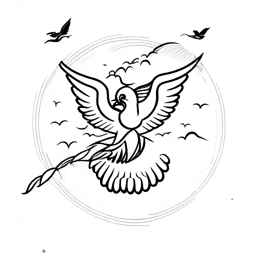 A Concert Crowd With A Phoenix Bird Soaring Above