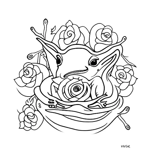 Snow Frog With Rose In Nose